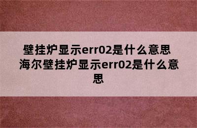 壁挂炉显示err02是什么意思 海尔壁挂炉显示err02是什么意思